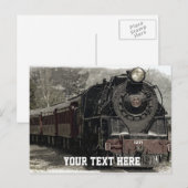 Vintager Zug mit CustomText Postkarte (Vorne/Hinten)