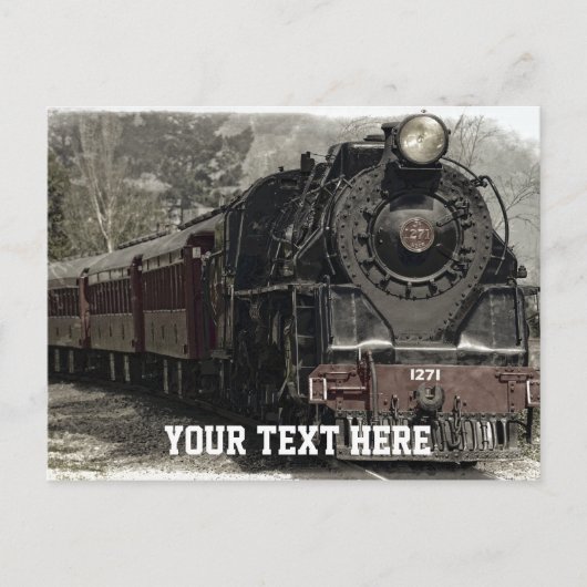 Vintager Zug mit CustomText Postkarte (Vorderseite)