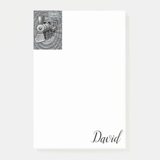 Vintager Zug nach den Hinweisen Post-it Klebezettel (Vorderseite)