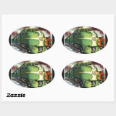 Vintager Zug Ovaler Aufkleber (Blatt)