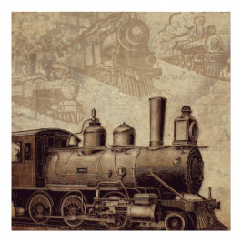Vintager Zug und alte Eisenbahn Fotodruck