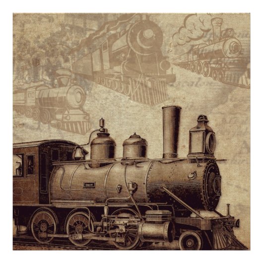 Vintager Zug und alte Eisenbahn Fotodruck (Vorne)