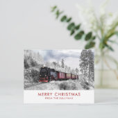 Vintager Zug Winterweihnachtszene Postkarte (Stehend Vorderseite)