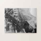 Vintager Zugabsturz Schwarz/Weiß Puzzle (Horizontal)