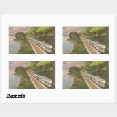 Vintager Zugurlaub, Lokomotive im Land Rechteckiger Aufkleber (Blatt)