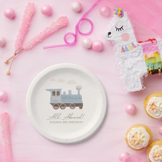 Vintager Zugverkehr Geburtstag Pappteller (Party)