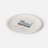 Vintager Zugverkehr Geburtstag Pappteller (Schrägansicht)