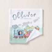 Vintager Zugverkehr Geburtstagswasser Foto Badhandtuch Set (Waschlappen)