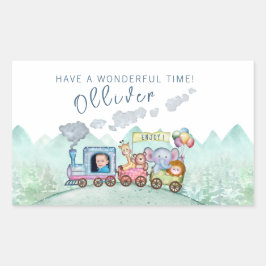 Vintager Zugverkehr Geburtstagswasser Foto Rechteckiger Aufkleber