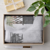Vintager Zugwasserturm Blumendekoupage Seidenpapier (Geschenk)