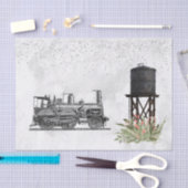 Vintager Zugwasserturm Blumendekoupage Seidenpapier (Handwerk)
