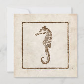 Vintager Zwei-Meer-Pferde-Strand Hochzeit Einladun Einladung (Rückseite)