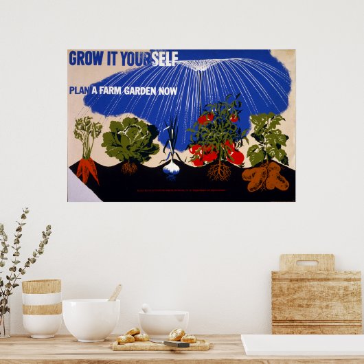 Vintager Zweiter Weltkrieg Siegeggarten Poster (Küche)