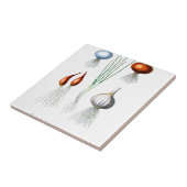 Vintager Zwiebel-Knoblauch-botanischer Druck Fliese (Seite)