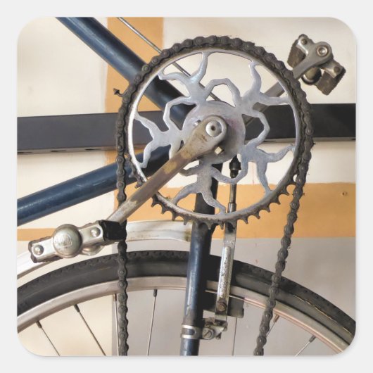 VINTAGER ZYKLUS QUADRATISCHER AUFKLEBER (Vorderseite)