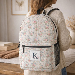 VintageRustic Shabby Chic Floral auf Holz Farmhous Bedruckter Rucksack