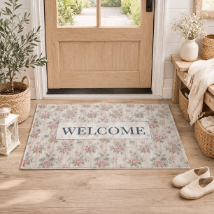 VintageRustic Shabby Chic Floral auf Holz Farmhous Fußmatte