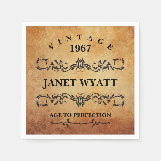 Vintages 00. Geburtstagsdesign Serviette (Vorderseite)