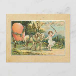 Vintages 1906 Kleines Mädchen mit Lamm Ostern Postkarte