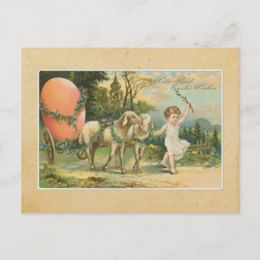 Vintages 1906 Kleines Mädchen mit Lamm Ostern Postkarte (Vorderseite)