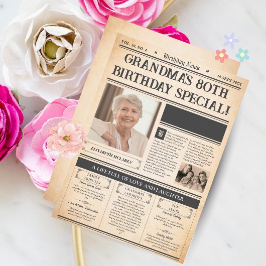 Vintages 1945 80. Geburtstagspopster - Personalisi Feiertagskarte