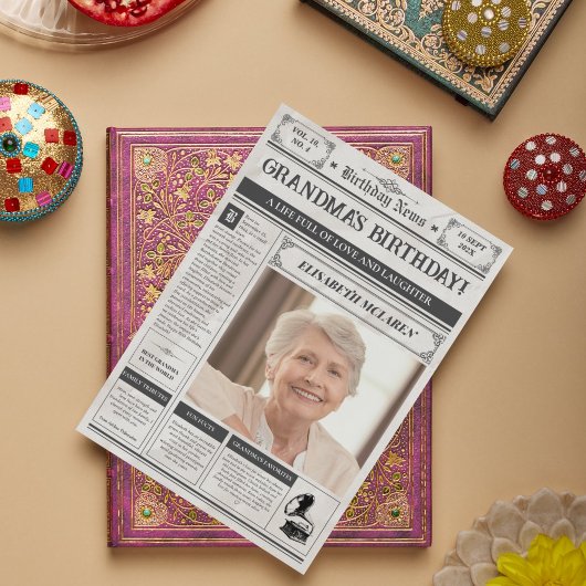 Vintages 1945 Zeitungs-80. Geburtstagspopster Feiertagskarte