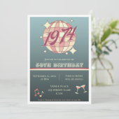 Vintages 1974 50. Geburtstagsretro dunkelblau Einladung (Stehend Vorderseite)