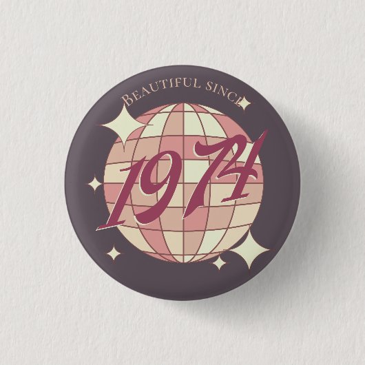 Vintages 1974 50. Geburtstagsretro lila Button (Vorderseite)
