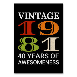 Vintages 1981 40. Geburtstagsangebot Idee Geburtst Tischnummer