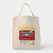 Vintages 1984 farbiges Kassettenband Tragetasche (Rückseite)