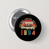 Vintages 1984 Geburtstagskassettenband Button (Vorne & Hinten)