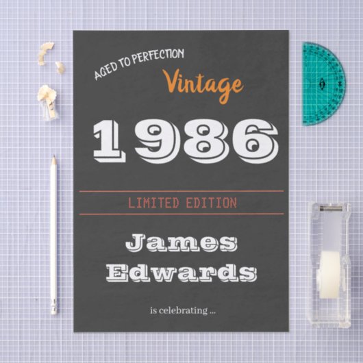 Vintages 1986 Retro Tissue Paper - 40. Geburtstag Seidenpapier (Handwerk)