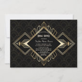 Vintages 20er Gold Black Great Gatsby Brautparty Einladung (Vorderseite)