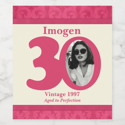 Vintages 30. Geburtstag Foto Sonderweinetiketten Weinetikett (Einzelnes Label)