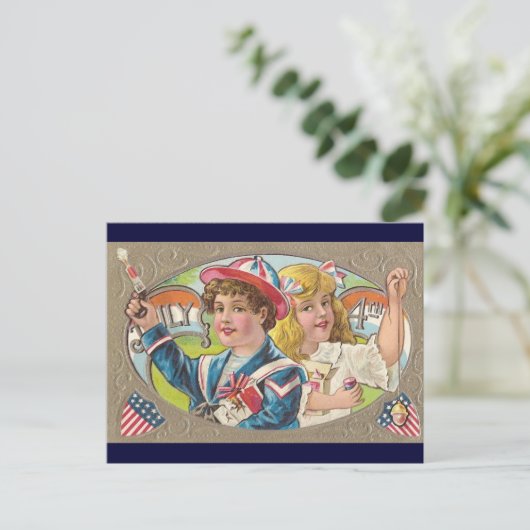 Vintages 4. postkarte (Stehend Vorderseite)