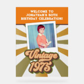 Vintages 50. Geburtstag Foto 1975 Willkommen Acrylschild (Vorderseite)