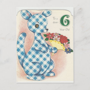 Vintages "6 Jahre alt" Glückwunsch zum Geburtstag  Postkarte