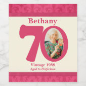 Vintages 70. Geburtstag Foto Sonderweinetiketten Weinetikett (Einzelnes Label)