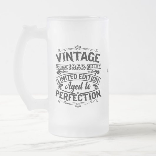Vintages 70. Geburtstagsgeschenk für Frauen Retro Mattglas Bierglas (Links)