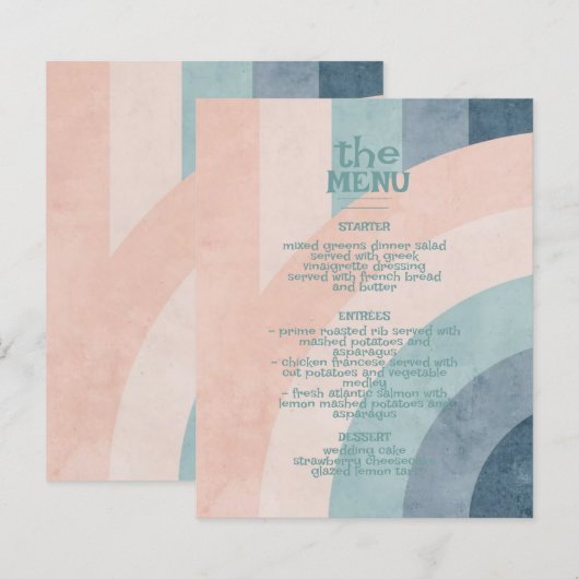 Vintages 70er Rainbow Wedding Menu (Vorne/Hinten)