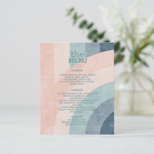 Vintages 70er Rainbow Wedding Menu (Stehend Vorderseite)