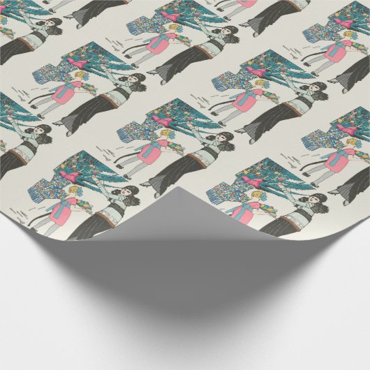 Vintages 70er Weihnachtspapier Geschenkpapier (Ecke)