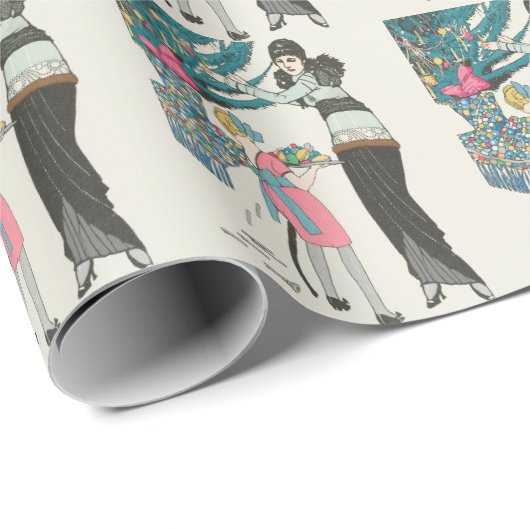 Vintages 70er Weihnachtspapier Geschenkpapier (Rolleneckpunkt)