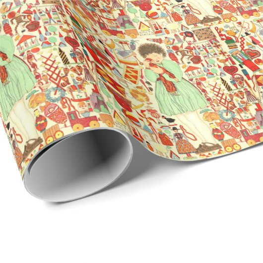 Vintages 70er Weihnachtspapier Geschenkpapier (Rolleneckpunkt)