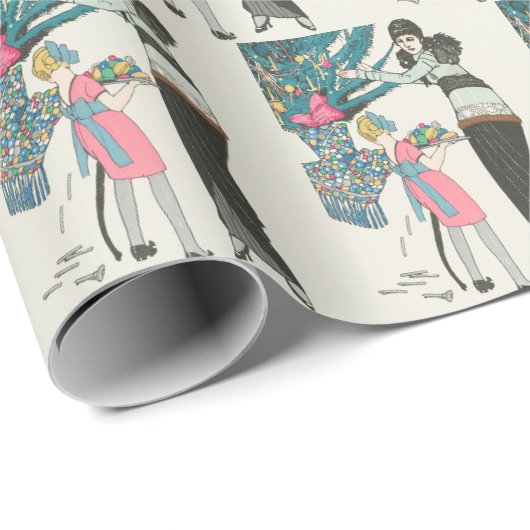 Vintages 70er Weihnachtspapier Geschenkpapier (Rolleneckpunkt)