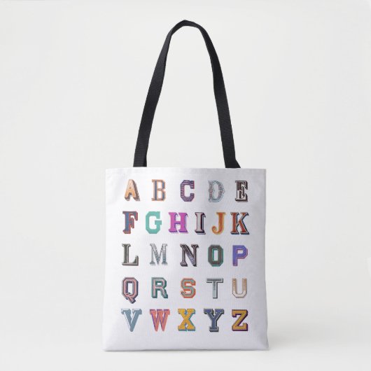 Vintages a-z-Alphabet Tasche (Vorderseite)