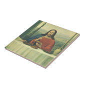 Vintages Abendessen im Emmaus mit Jesus Christus Fliese (Seite)