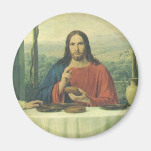 Vintages Abendessen im Emmaus mit Jesus Christus Magnet