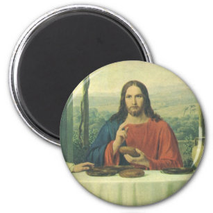 Vintages Abendessen im Emmaus mit Jesus Christus Magnet