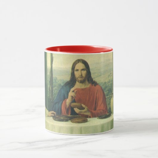 Vintages Abendessen im Emmaus mit Jesus Christus Tasse (Zentrum)